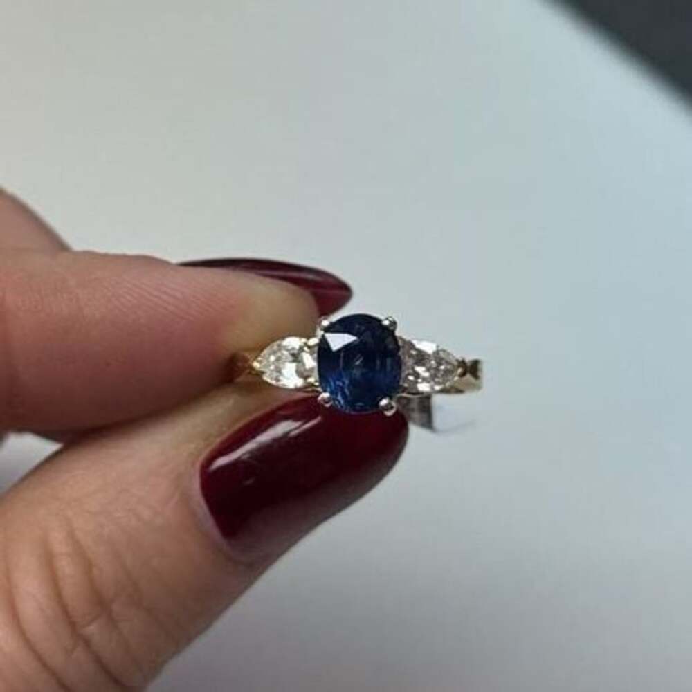 Sapphire & Pear Cut Diamond Engagement Ring in 14k Gold – , ,950*